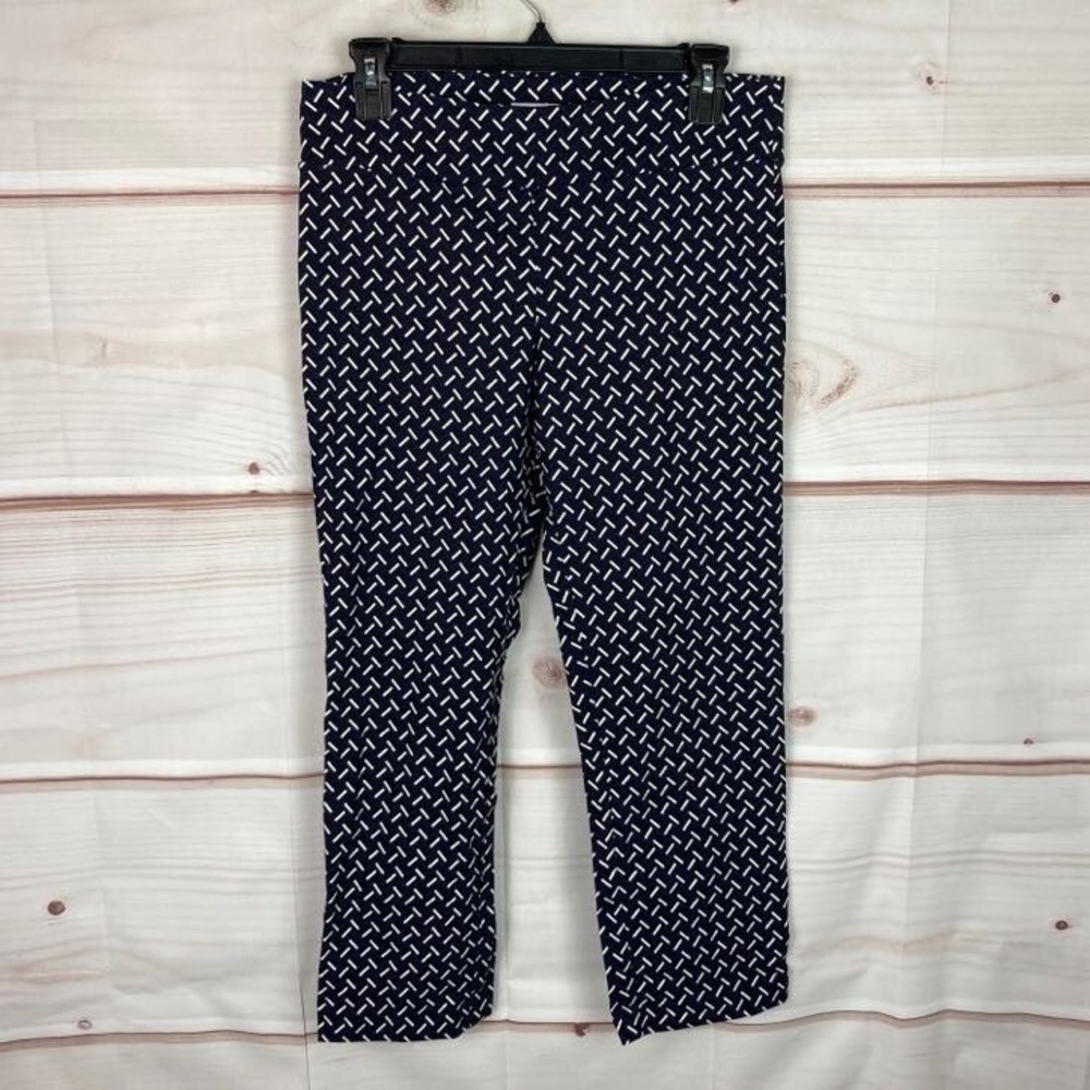 Margaret M Pants Women M Capri Geometric Print Pull On Stretch Mid Rise Straight